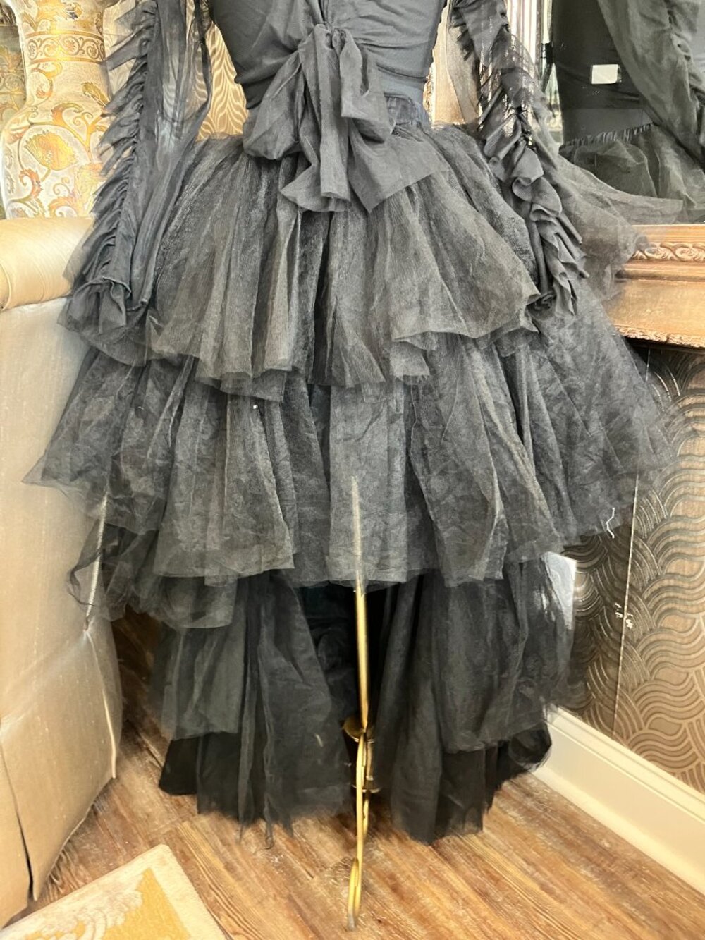 AKIRA Black High Low Ruffled Tulle Skirt Only - Picture 4 of 5